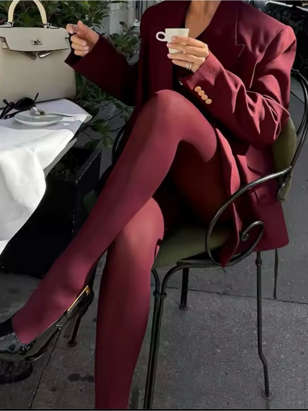 Classic Maroon Opaque Tights - Women Accessories